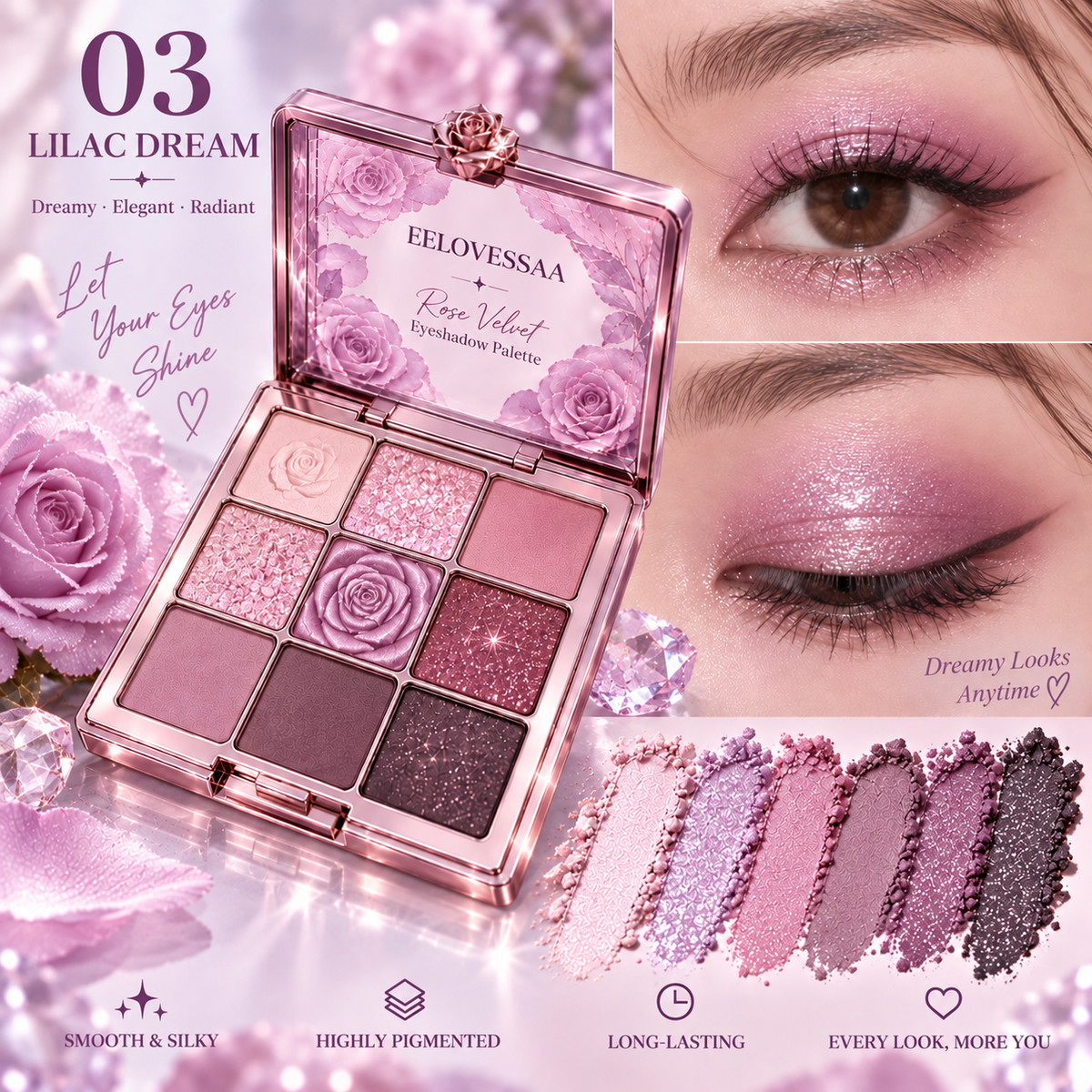 EELOVESSAA Rose Velvet Eyeshadow Palette