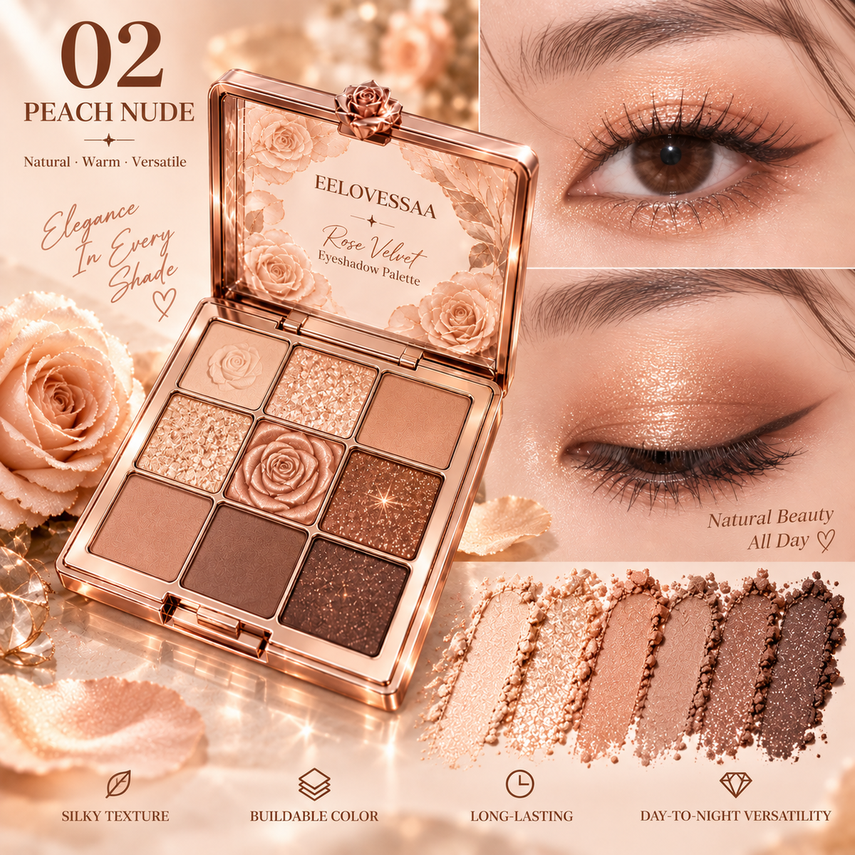 EELOVESSAA Rose Velvet Eyeshadow Palette