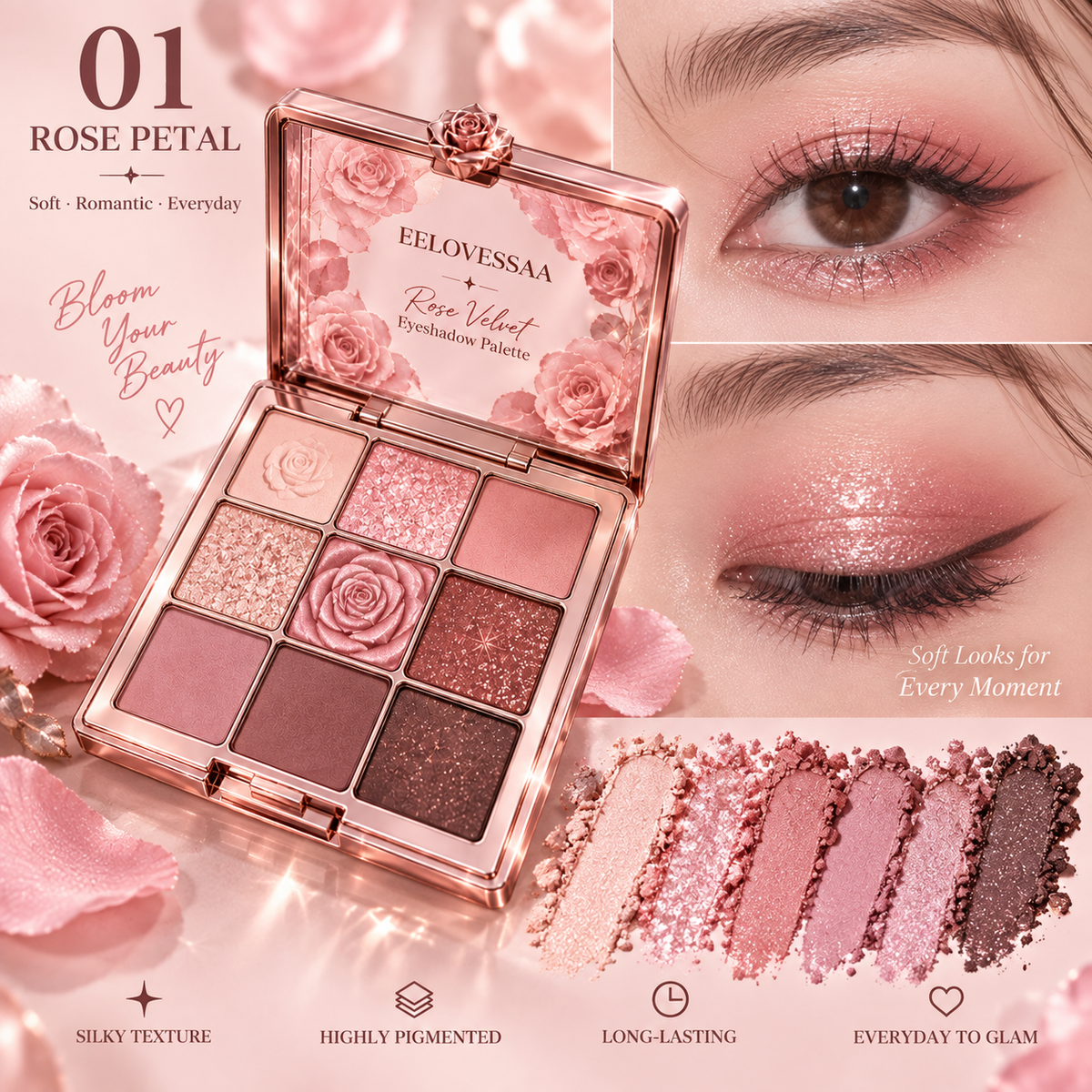 EELOVESSAA Rose Velvet Eyeshadow Palette